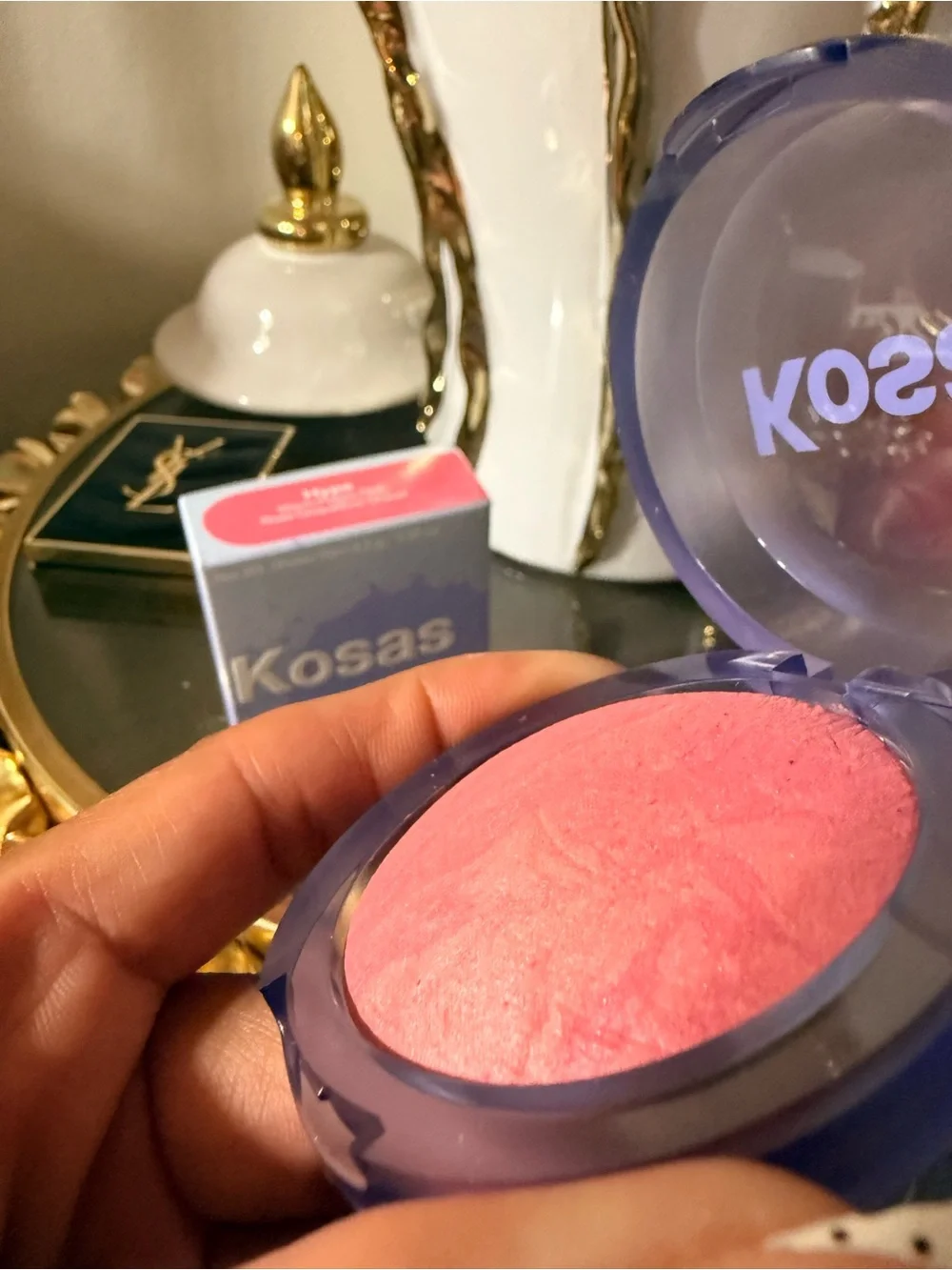 Kosas Blush Is Life Baked Blush — Hype - Warm Poppy Pink